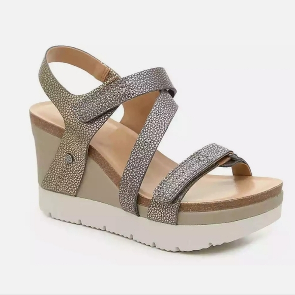 Crown Vintage Taka Gun metal grey Wedge Sandals - Picture 13 of 13